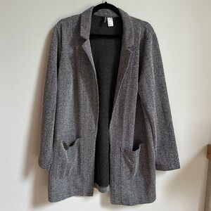 H&M Divided Black Houndstooth Longline Blazer Jacket